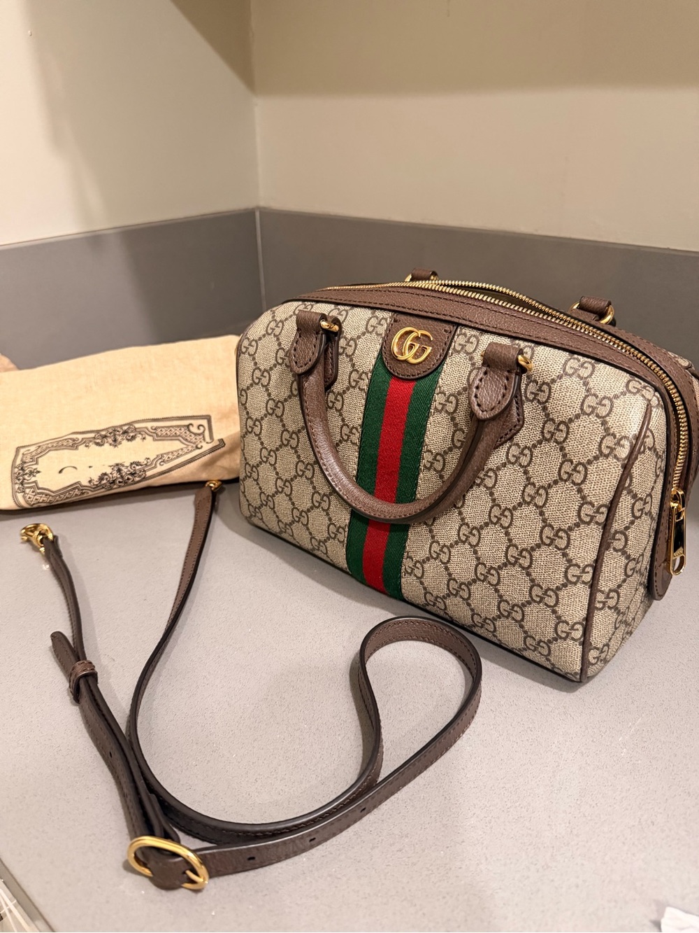 Gucci Ophidia Medium GG Boston Supreme Satchel Crossbody | Like New